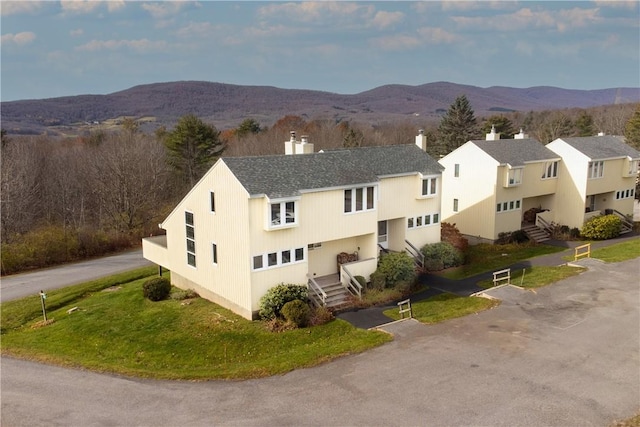 drone / aerial view with a mountain view