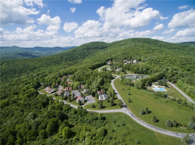 drone / aerial view with a mountain view