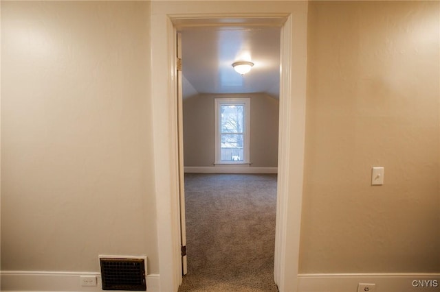 416 Broadway Ave E, Watertown-City, NY 13601 - corridor with lofted ceiling, carpet floors, and baseboards