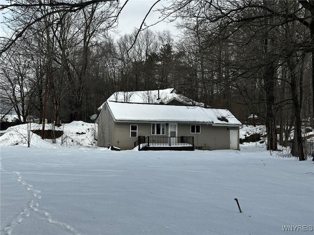 view of front of home with a deck