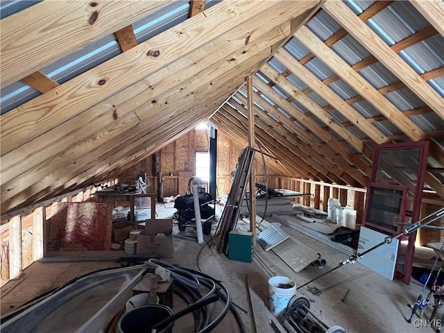 view of unfinished attic