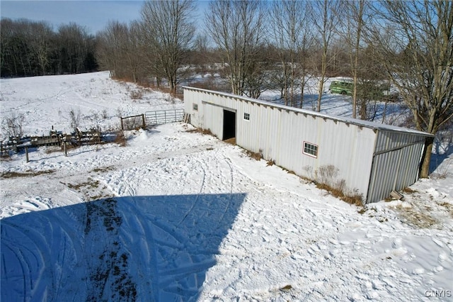 exterior space with an outbuilding