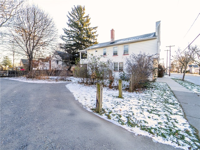 view of snow covered exterior