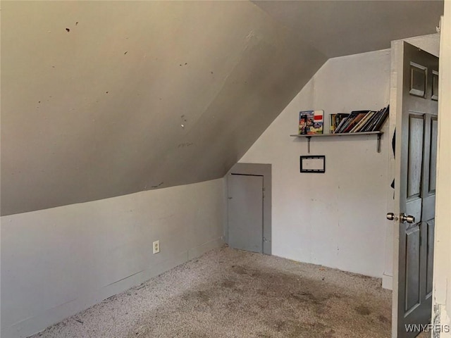 additional living space with carpet floors and vaulted ceiling