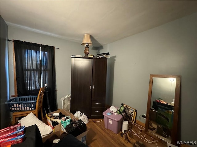 bedroom with hardwood / wood-style floors