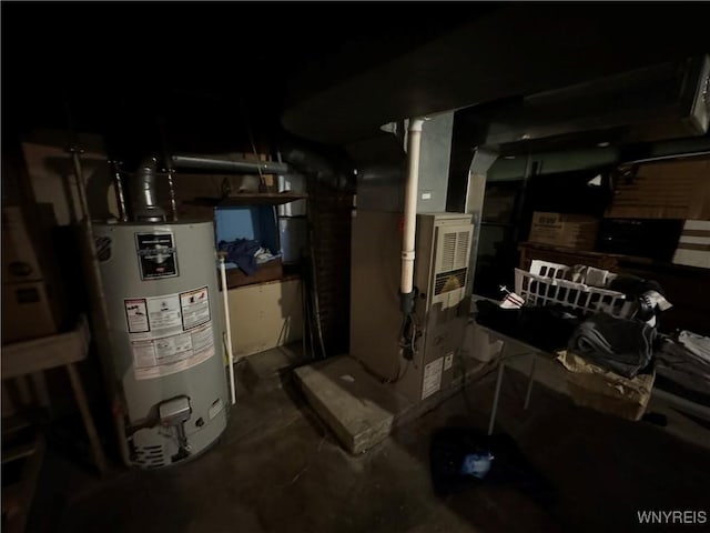 utilities with gas water heater and heating unit