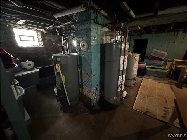 utility room featuring water heater