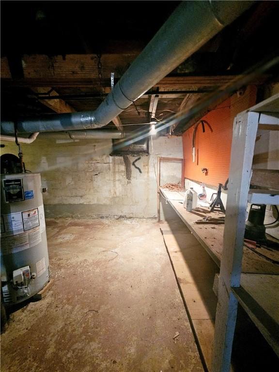 basement with gas water heater