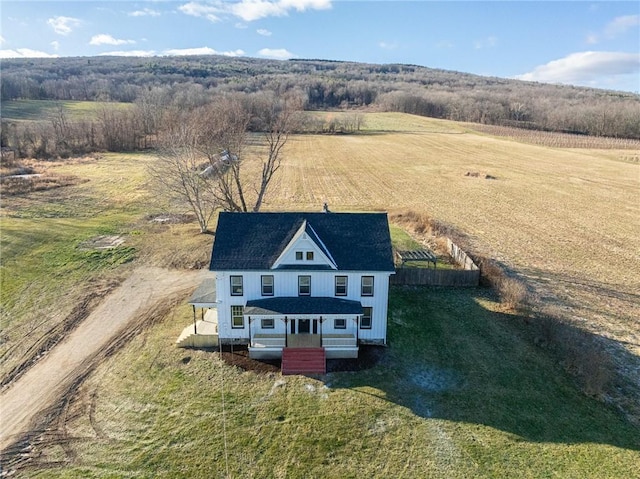 aerial view with a rural view