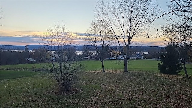 yard at dusk with a mountain view