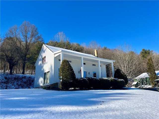 view of snowy exterior