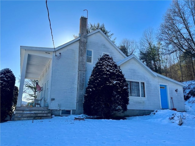 view of snow covered exterior