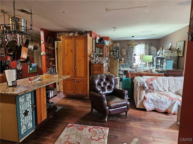 interior space with dark wood-type flooring