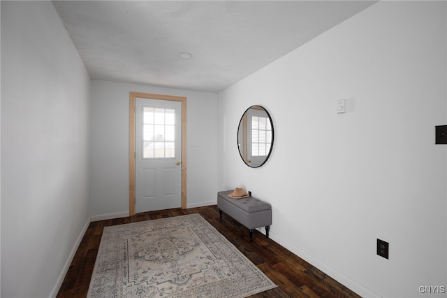 doorway to outside with dark hardwood / wood-style floors