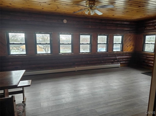 spare room with wood ceiling, hardwood / wood-style floors, and a healthy amount of sunlight