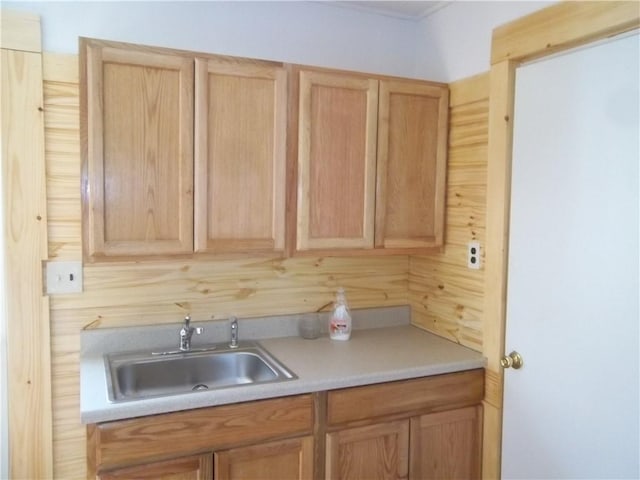 kitchen with sink and light brown cabinets