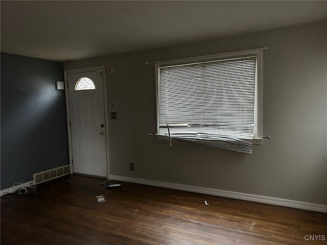 foyer with dark wood-type flooring