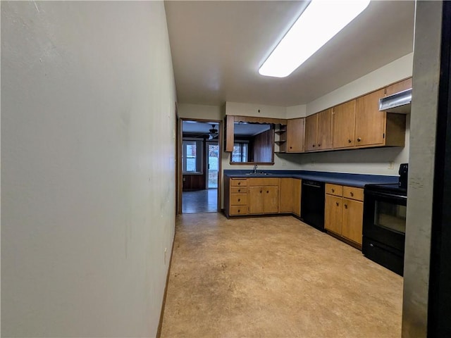 kitchen featuring sink and black appliances