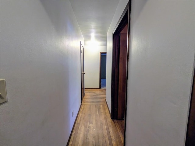 hall with light wood-type flooring