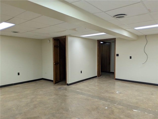 basement with a drop ceiling