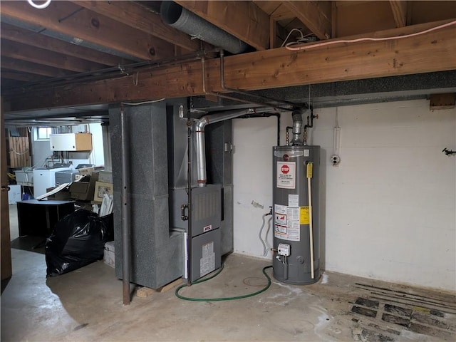 basement featuring water heater