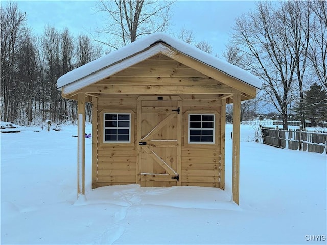 view of snow covered structure