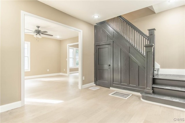 223 S Washington St, Wilna, NY 13619 - staircase featuring wood finished floors, ceiling fan, and recessed lighting