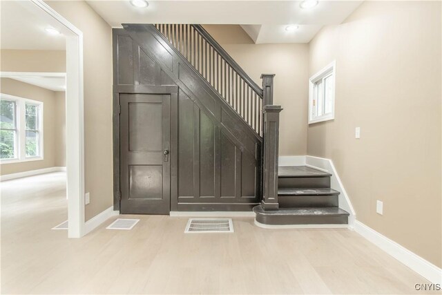 223 S Washington St, Wilna, NY 13619 - stairs featuring wood finished floors and recessed lighting