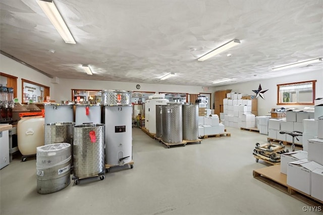 basement with a textured ceiling