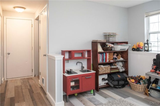 office space featuring wood-type flooring