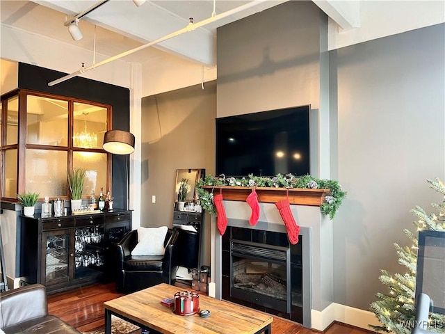 living room with hardwood / wood-style flooring