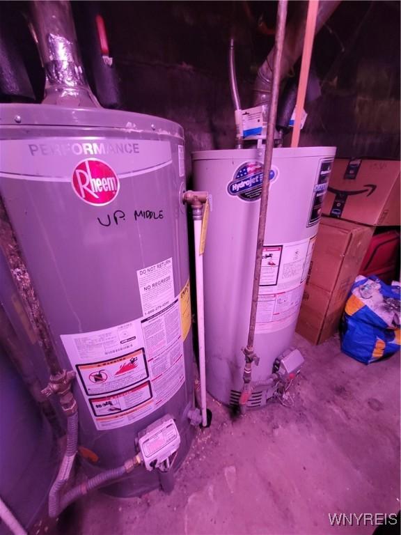 utility room featuring water heater