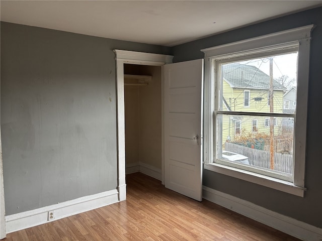 unfurnished bedroom with light hardwood / wood-style floors