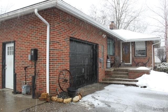 exterior space featuring a garage