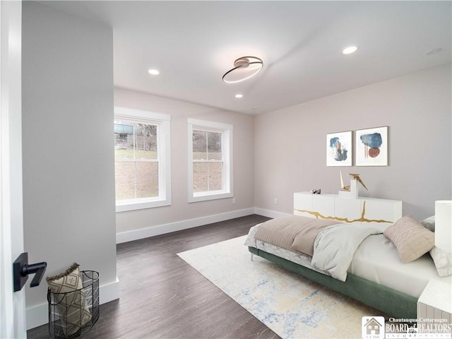 bedroom featuring dark hardwood / wood-style flooring