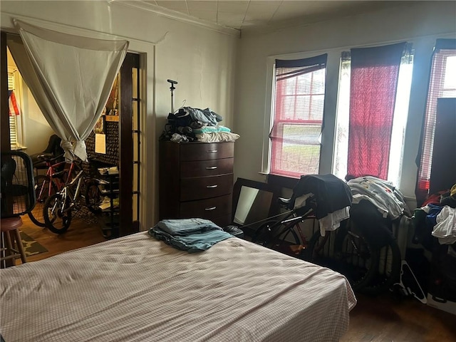 bedroom featuring dark hardwood / wood-style flooring