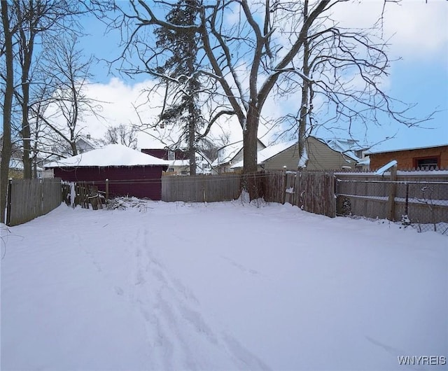 view of yard covered in snow