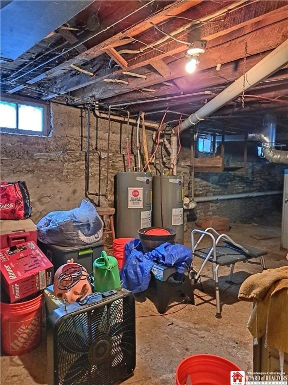 basement with water heater