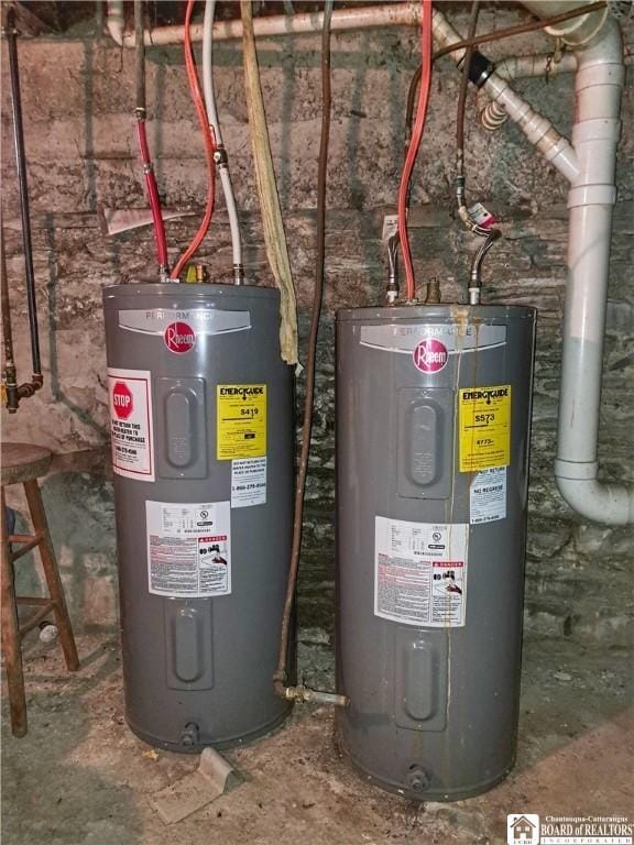 utility room featuring electric water heater