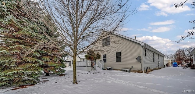 view of snow covered exterior