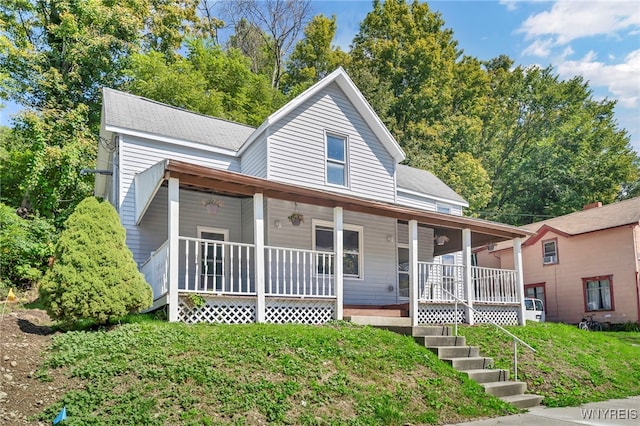 view of front of property featuring a porch