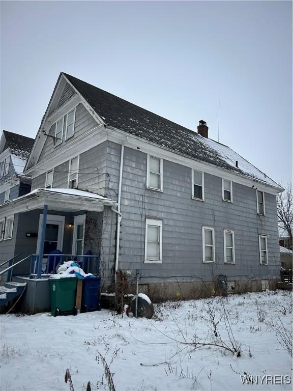 view of snow covered exterior