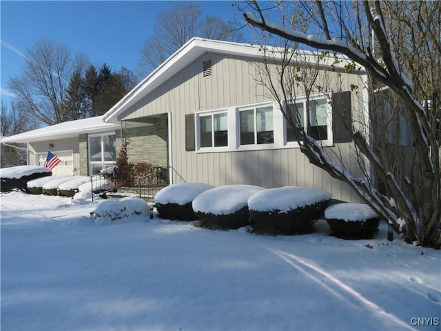 view of snow covered exterior