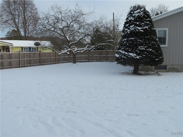 view of yard covered in snow