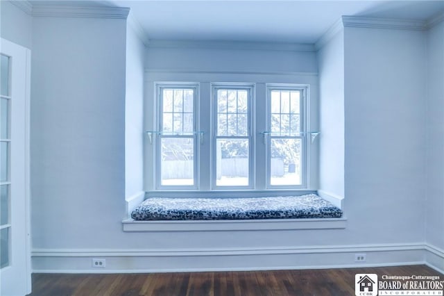 room details featuring hardwood / wood-style flooring and crown molding