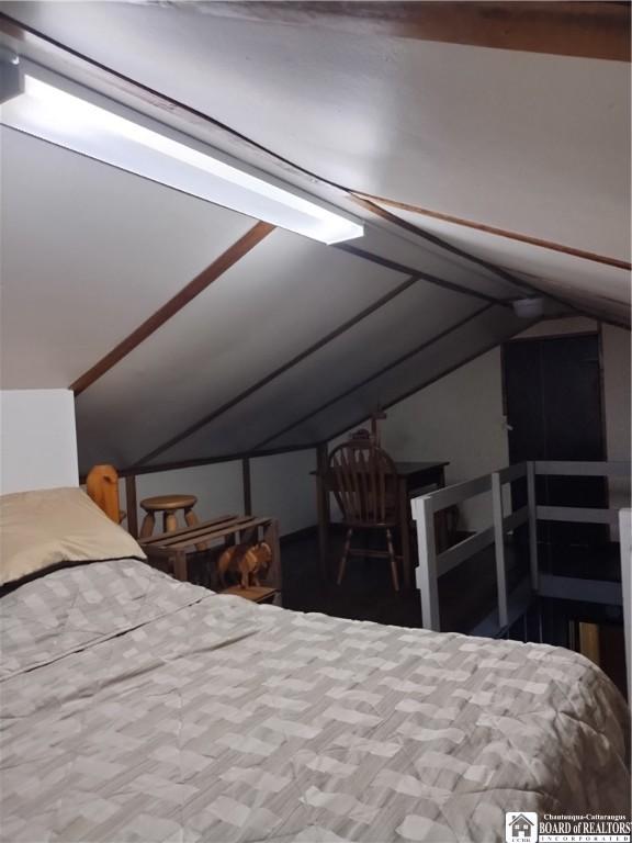 355 New Buffalo Rd, French Creek, NY 14724 - bedroom featuring vaulted ceiling