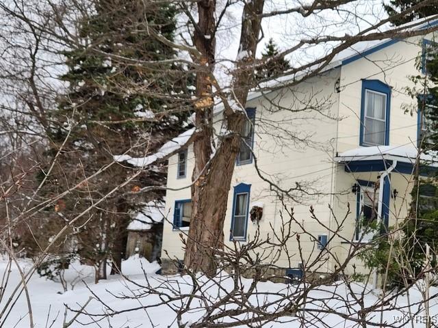 view of snow covered exterior