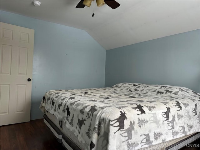 57 Liberty St, Adams, NY 13605 - bedroom with ceiling fan, lofted ceiling, and wood finished floors