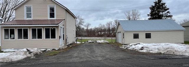 view of snow covered property