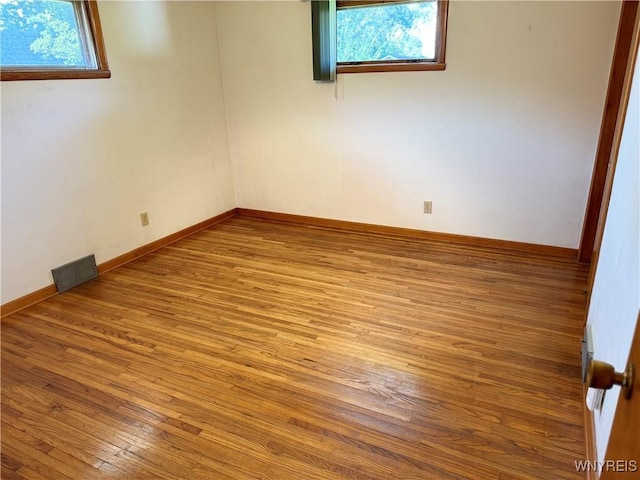 empty room featuring light hardwood / wood-style floors and plenty of natural light